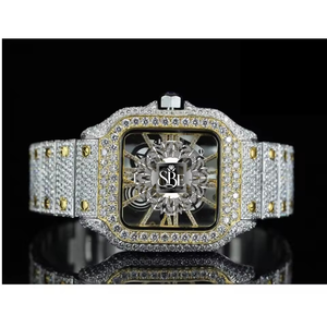 Premium Quality Hip Hop Fully Gold <b>Diamond</b> <b>Watch</b> Full CZ <b>Diamond</b> With Trendy Street Style Design Available at Factory Price - Product Image 1