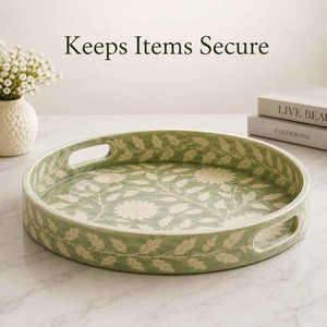 Bandeja de Almacenamiento Boho de Excelente Calidad con Incrustaciones de Hueso, Organizador Decorativo Hecho a Mano para el Hogar, Sala de Estar, Dormitorio, Baño y Regalos - Product Image 3