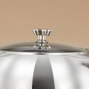 Plat à chafing rond en acier inoxydable avec design découpé au laser, chauffe-plats de buffet avec couvercle en verre et cuillère de service pour événements hôteliers et traiteur - Product Image 6