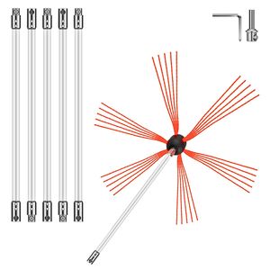 Kit Telescopico per Pulizia Camini da 20 Piedi con 6 Aste Flessibili in Nylon, Strumento Rotante per Pulizia Camini con Trapano, Kit Spazzole per Camini - Product Image 1