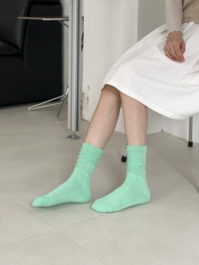 Calcetines de Mujer, Estilo Slouch, Tejidos en Algodón, Transpirables, de Color Sólido, para Uso Diario, Temporada de Primavera, Estilo Regular - Product Image 3