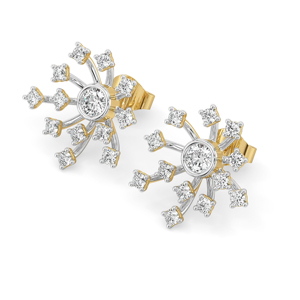 Boucles d'oreilles clous flocon de neige pour femme en argent 925 plaqué or 18 carats avec diamant rond serti à griffes, luxe pour usage quotidien - Product Image 1