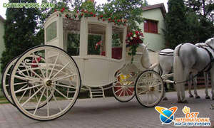 รถม้าแต่งงานสุดหรูสำหรับเจ้าสาว รุ่นแกรนด์แฟรี่เทล สีขาวทอง ดีไซน์แบบซินเดอเรลล่า พร้อมตกแต่งอย่างประณีต นำเข้าจากสหราชอาณาจักร - Product Image 2