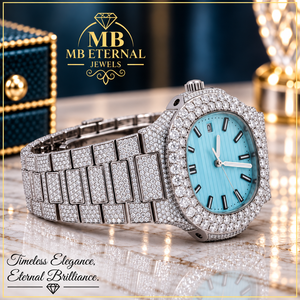 Montre à quartz pour femme MB ETERNAL JEWELS, incrustée de diamants, cadran rond de 32 mm, bracelet en acier inoxydable, cadran analogique, verre saphir, fermeture à déployement - Product Image 3