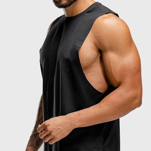 เสื้อกล้ามคอกลมผู้ชาย สีดำล้วน แห้งเร็ว ผ้าถัก ทรงปกติ สวมใส่สบาย - Product Image 5