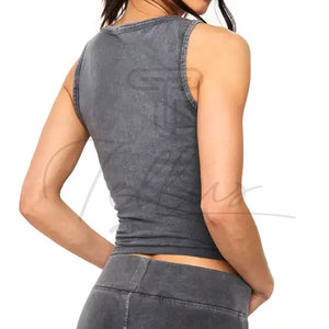 New Summer Fitness Formal Women's Tank <b>Top</b> Rib Short Acid Wash Polyester/Cotton Quick Dry Breathable <b>Crop</b> <b>Top</b> 2026 - Product Image 5