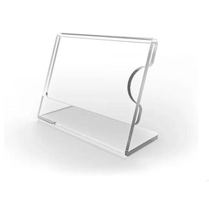 Modern <b>Clear</b> Acrylic Floating Frame with Curved Wood Stand Minimalist Dried Flower Display Frame Art Work Sign Holder For <b>Table</b> - Product Image 5