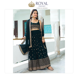 La Mejor Colección de Ropa India para Bodas con Diseños Únicos: Lehenga Choli Tradicional de Faux Georgette en Venta - Product Image 2