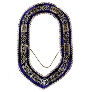 Grand Blue Lodge Chain Collar Silver with Purple Velvet Symbols Rhinestones <b>Sew</b>-On Badge Classical Sty - Product Image 2