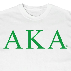 Camiseta con letras AKA, blanca y verde, con estampado gráfico AKA, cuello redondo, manga corta, informal, para hermandades - Product Image 4