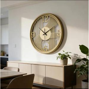 Circular Framed Gold Finish Wall <b>Clock</b> With Bird And Leaves Design Easy Mount Lightweight Handicrafts Luxury <b>Clock</b> Wall Arts - Product Image 2