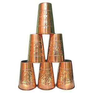 Ensemble de 6 verres à boire en cuivre martelé, gobelets coniques en cuivre pour l'eau, les jus, la maison, les restaurants et les hôtels - Product Image 1