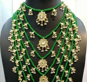 Indian Stylish Layered Pearl Rani Haar Long Kundan Necklace Zircon Alloy Jewellery Set Wedding Engagement Party Gift Hiphop Gold - Product Image 2