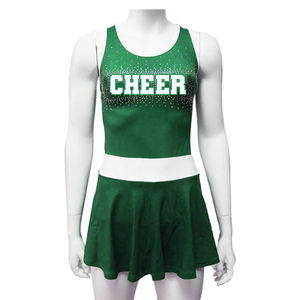 Uniforme de Porristas para Escuela Secundaria, Top Corto y Falda con Pedrería, Personalizable, para Adultas y Niñas, de Poliéster y Spandex, para Partidos - Product Image 1