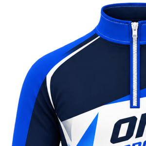 <b>Royal</b> <b>Blue</b> White Quarter Zip Sports <b>Jacket</b> Long Sleeve Athletic Training Top Custom Team Running Workout Performance Sportswear - Product Image 3