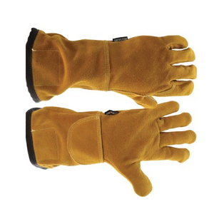 Gants de travail jaunes pour la soudure, paume renforcée, antidérapants, manchette longue, gants de protection industriels pour atelier - Product Image 5