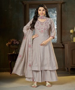 Salwar Kameez Tradicional de Algodón Lavanda para Mujer, Corte Holgado, Largo hasta el Tobillo, Ropa Étnica Informal, Estilo India Pakistán 87104 DIVA-175 - Product Image 1