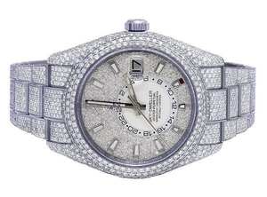 BOJ R.O.L.E.X.035 Montre Homme de Luxe à Quartz Analogique en Acier, Blanche, Entièrement Sertie de Moissanite, 41MM, Résistante à l'Eau 3BAR, Style Hip Hop - Product Image 2