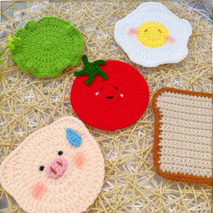 Round Classic Crochet Coaster 5mm Thick Reusable Soft Wool Drink Pad Coffee Tea <b>Table</b> <b>Protector</b> Made in Da Nang - Product Image 1