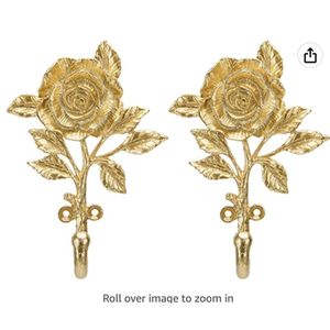 Heavy Duty Iron Rose Hook Vintage Gold <b>Wall</b> Mounted Single Hanger Metal Flower Hooks for Bags Keys Clothes Wholesale Home Decor - Product Image 1