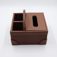 Boîte à mouchoirs en cuir PU écologique personnalisée couverture Rectangle carton en bois Table à thé mallette de rangement MDF matériel
