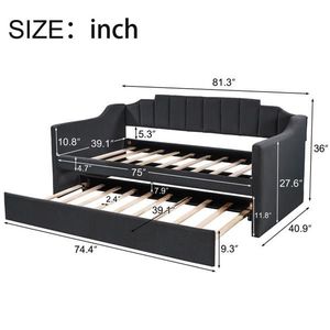 Divano letto singolo nero con letto estraibile, moderno, morbido, disponibile nelle misure Queen e King, personalizzabile e con funzione contenitore per l'arredamento della camera da letto - Product Image 4