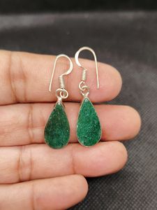 Pendientes Colgantes de Aventurina Verde en Plata de Ley 925 Hechos a Mano para Mujer, Joyas de Lujo, Diseño de Joyería Único - Product Image 1