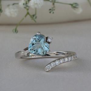 Anillo de Aguamarina Natural, Joyería Vintage Minimalista con Piedras Preciosas para Mujer, Regalo de Piedra de Nacimiento de Marzo, Anillo Elegante - Product Image 5