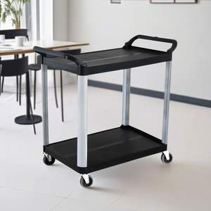 Carrito de Cocina Negro de 2 Niveles con Ruedas, Carrito de Cocina Portátil para Almacenamiento y Servicio, Carrito Resistente para Islas de Cocina - Product Image 1