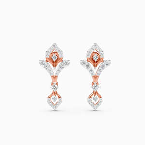 Pendientes de Flor con Diamantes de Corte Brillante Chapados en Oro Rosa de 14K, Diseño de Lazo con Perla de Agua Dulce, Clásicos, Modernos y de Lujo - Product Image 5