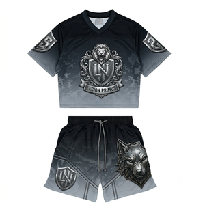 Ensemble de shorts en jersey unisexe style hip-hop, coupe courte, avec motif graphique imprimé, survêtement assorti, tenue de sport d'été - Product Image 4