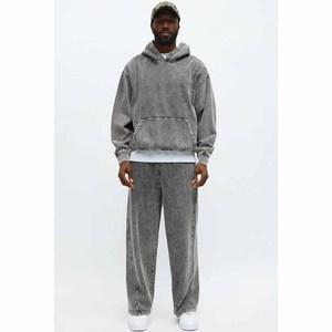 Conjunto de Sudadera con Capucha y Pantalones Deportivos Vintage con Lavado Ácido, Felpa Gruesa de Primera Calidad, Traje Deportivo de Dos Piezas Personalizado Unisex - Product Image 1