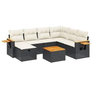 Conjunto de Sofá de Jardín de Ratán Negro con Cojines de Espuma de Alta Densidad, Muebles de Exterior de Diseño Contemporáneo, Resistentes al Agua y a los Rayos UV - Product Image 2