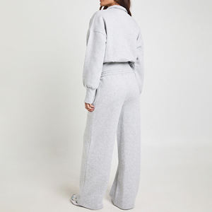 New Arrival 2026 Women's 2 Piece <b>Knitted</b> <b>Set</b> Fleece Sweatshirt Wide Leg Pants Solid Color Loose Fit All Seasons Casual Long - Product Image 2