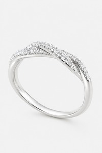 Anillo de Eternidad de Plata 925 con Diamantes para Mujer, Corte Brillante Redondo con Engaste Pavé, Estilo Clásico de Boda - Product Image 5