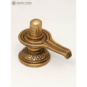 2 pulgadas de latón hecho a mano Shiva Linga con Shiva Tilak pequeña escultura para el hogar y el templo hecho en La India - Product Image 4