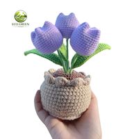 Pot de fleurs en crochet fait main, tulipe mignonne, amigurumi avec visage, cadeau d'accompagnement émotionnel, décoration d'intérieur