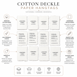 Cotton Deckle <b>Paper</b> Hangtags with <b>Handmade</b> Finish, Custom Branding, Eco-Friendly Packaging & Bulk Export Supply. - Product Image 6