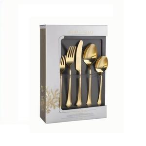 Juego de Cubiertos de Lujo de Cinco Piezas de Acero Inoxidable Dorado, Ecológico, Moderno, con Caja Decorativa, Apto para Lavavajillas - Product Image 1