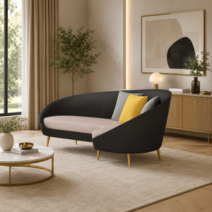 Canapé scandinave incurvé en tissu de qualité supérieure, causeuse design moderne rembourrée pour la maison, le salon, l'hôtel, la réception ou le bureau - Product Image 3