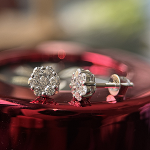 IGI Certified Lab Grown Bridal Jewelry Diamond <b>Earrings</b> 14K White Gold Floral Cluster 0.80 Carat Wedding Studs Party Engagement - Product Image 3