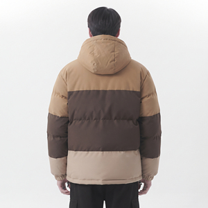 Chaqueta Acolchada con Capucha para Hombre Hawk Eye, Diseño Color Block, Abrigo de Invierno Resistente al Viento, Ropa Exterior Gruesa de Poliéster, Estilo Casual - Product Image 3