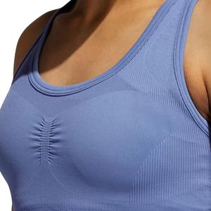 Women's Light <b>Blue</b> Seamless Sports <b>Bra</b> Medium Support Yoga Top Solid Color Square Neck Spaghetti Strap - Product Image 1