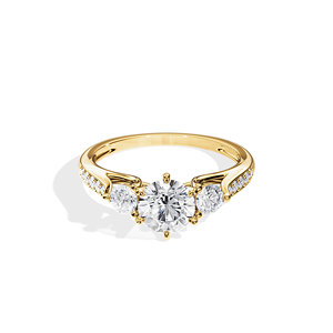 Anillo de Compromiso con Tres Diamantes, Oro de 10K, Engaste de Garras, Estilo Clásico para Mujer - Product Image 5