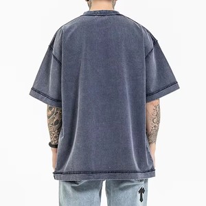 T-shirts personnalisés délavés à l'acide, effet usé, coupe ample, 100% coton, pour hommes, style vintage. - Product Image 3