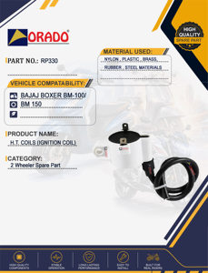 คอยล์จุดระเบิด HT สำหรับรถมอเตอร์ไซค์ Bajaj Boxer BM 100 BM 150 คุณภาพส่งออกสำหรับอะไหล่รถสองล้อ อินเดีย ออราโด - Product Image 2