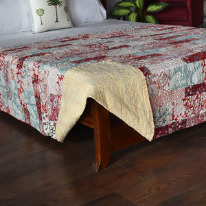 Indian Cotton Hand Block Printed Kantha Twin Quilt <b>Throw</b> 150x220 cm Hand Embroidered Handmade Bedspread Boho Bedroom Bedding Set - Product Image 4