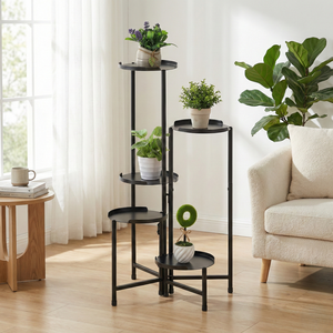 Support de plante Pot de fleur étagère support support 4 niveaux stockage en métal balcon décoration de la maison acier Europe 8 niveaux métal enduit de poudre - Product Image 1