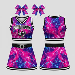 Uniformes de Animadoras Personalizados con Diseño de Moda, Trajes de Animadoras, 100% Poliéster, Sublimación Impresa, Unisex para Adultos - Product Image 4