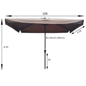 Ombrellone Rettangolare da Esterno 3x2m con Manovella e Pulsante di Inclinazione per Giardino, Piscina e Uso Commerciale - Product Image 4